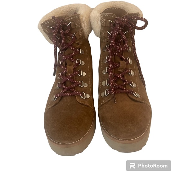 Sam Edelman Fran Faux Shearling Trim Hiking Boot Pre-Owned Barely Worn Size 8.5 - Picture 2 of 5